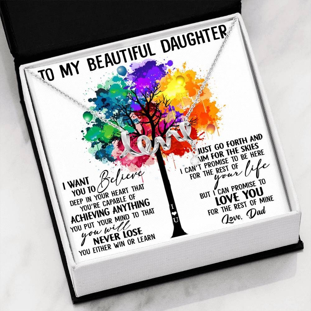 Colorful Tree Believe Deep In Your Heart Scripted Love Necklace Gift For Daughter