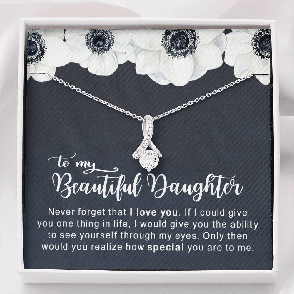 White Flower Never Forget I Love You Alluring Beauty Necklace Gift For Daughter