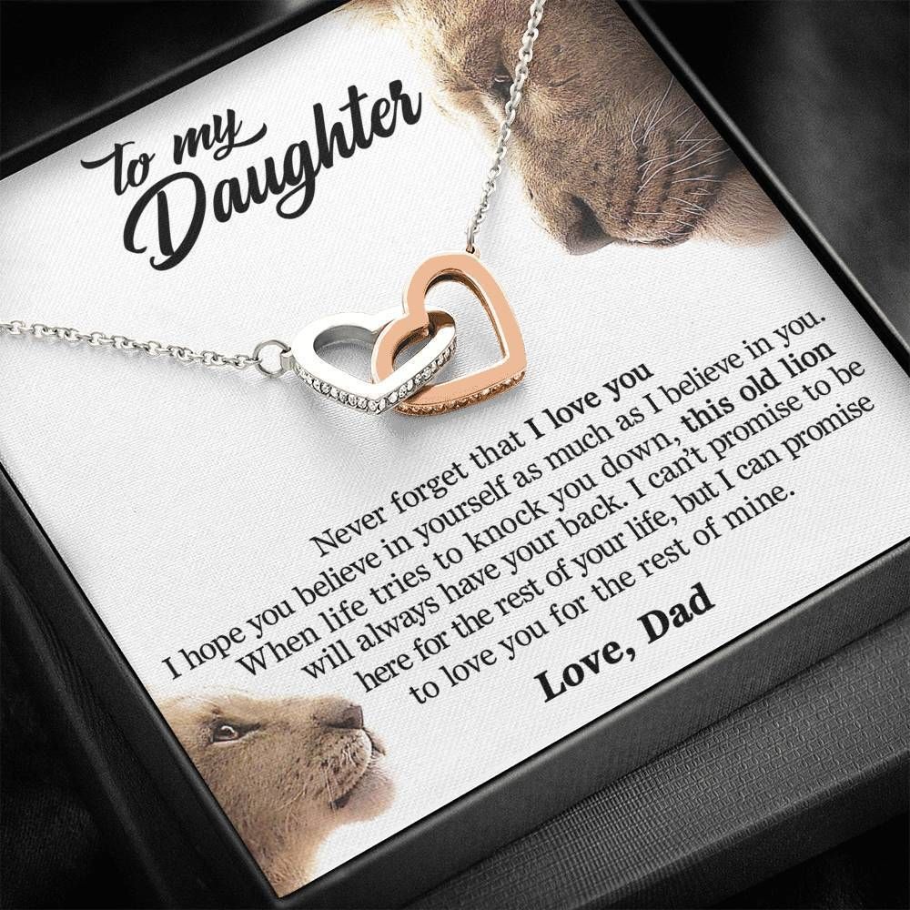 When Life Tries To Knock You Down Interlocking Hearts Necklace Gift For Daughter