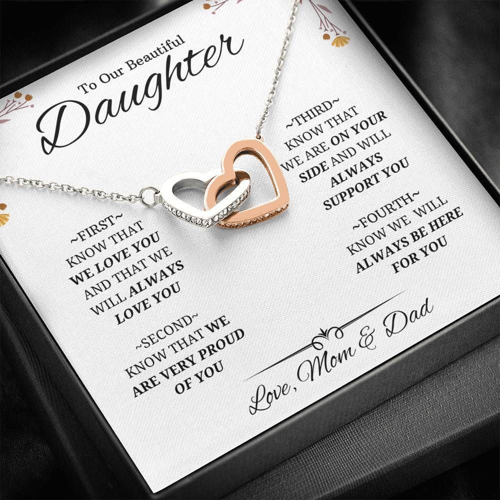 We Are Very Proud Of You Gift For Daughter Interlocking Hearts Necklace