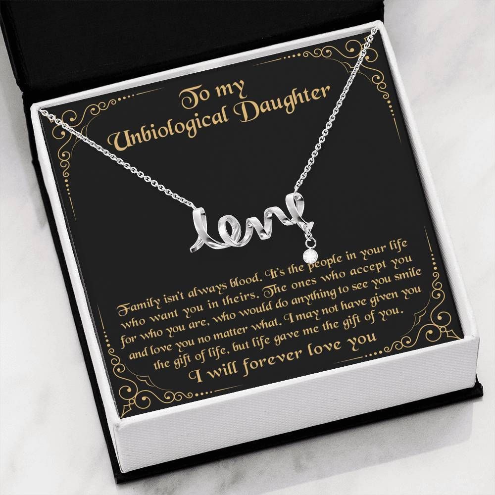 The Gift Of You Black Background Scripted Love Necklace Gift For Bonus Daughter