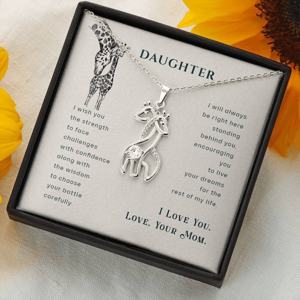 I Will Always Be Right Here Standing Behind You Gift For Daughter Giraffe Couple Necklace