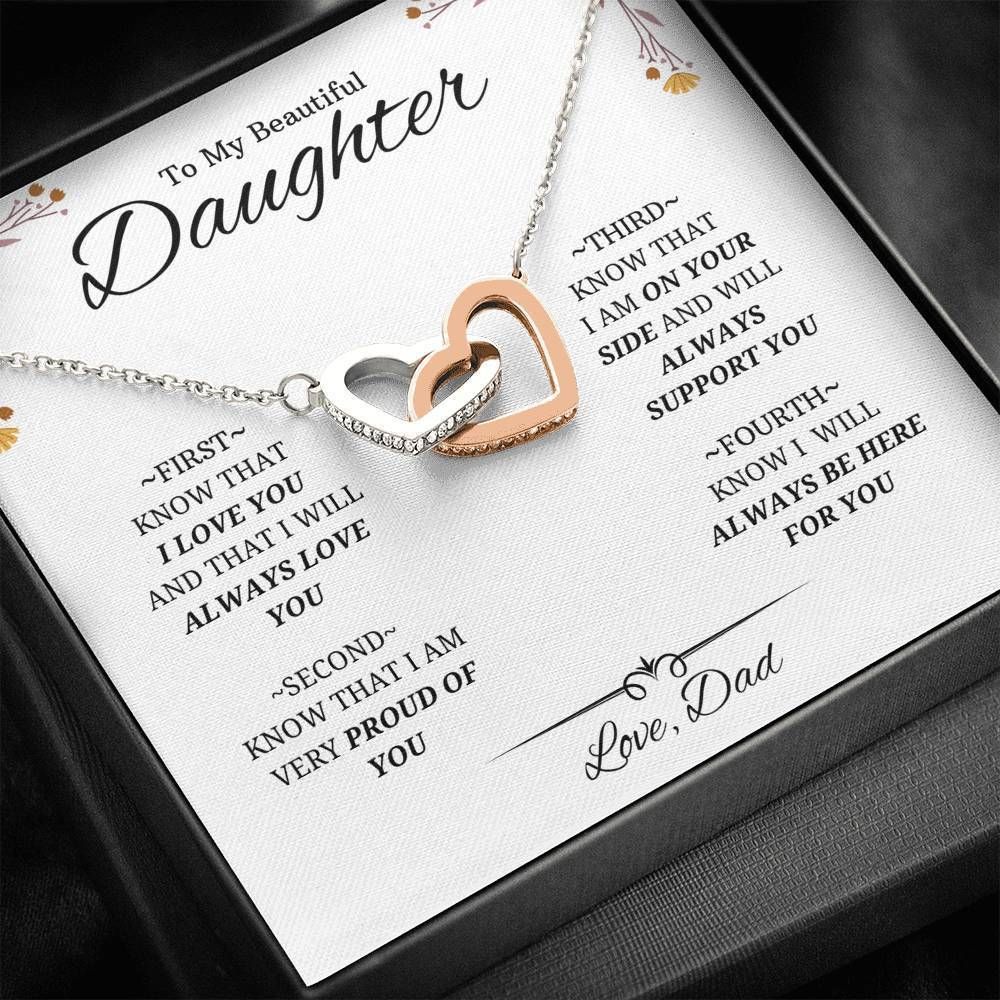 I Will Always Love You Interlocking Hearts Necklace Gift For Daughter