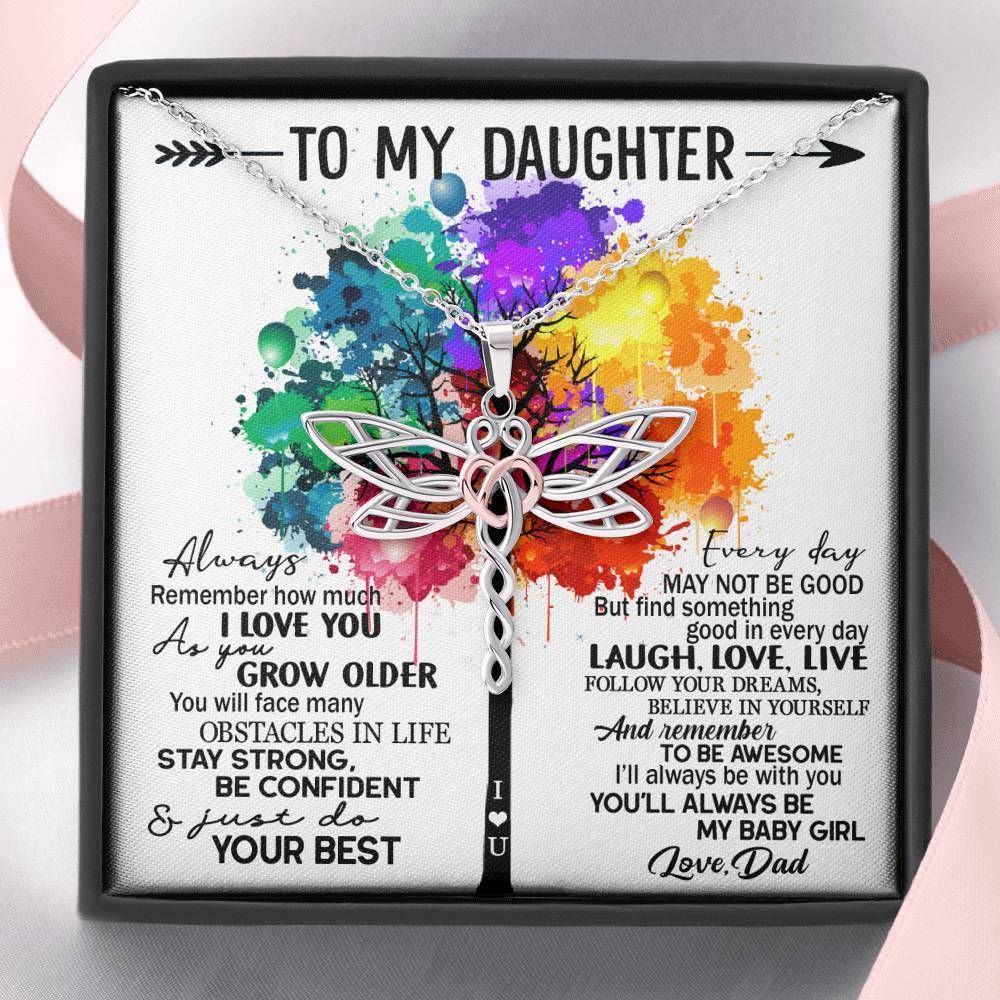 Colorful Tree I’ll Always Be With You Dragonfly Dreams Necklace Gift For Daughter