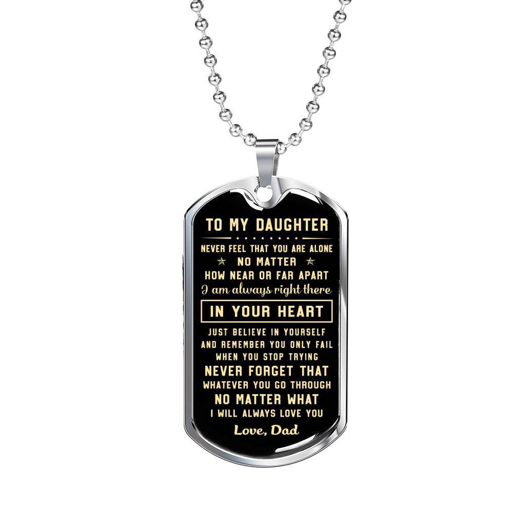 Right There In Your Heart Stainless Dog Tag Pendant Necklace Gift For Daughter
