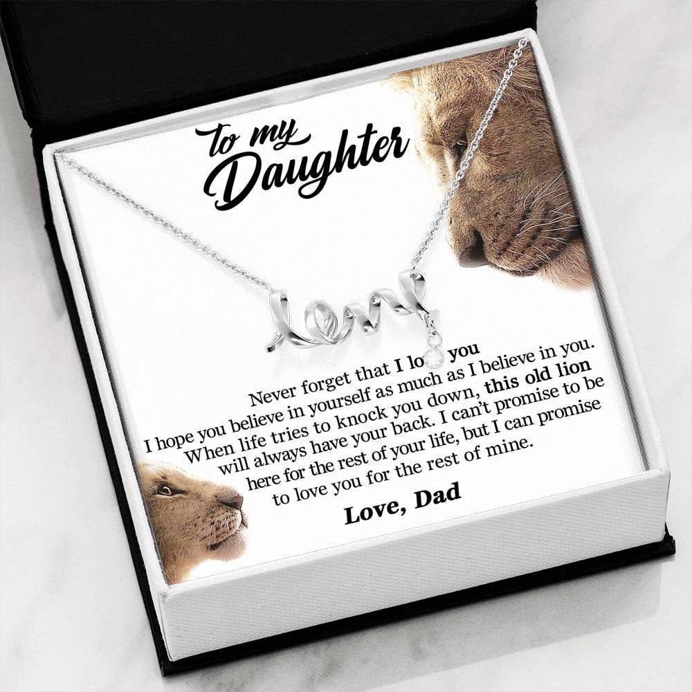 Scripted Love Necklace Gift For Daughter This Old Lion Will Always Have Your Back