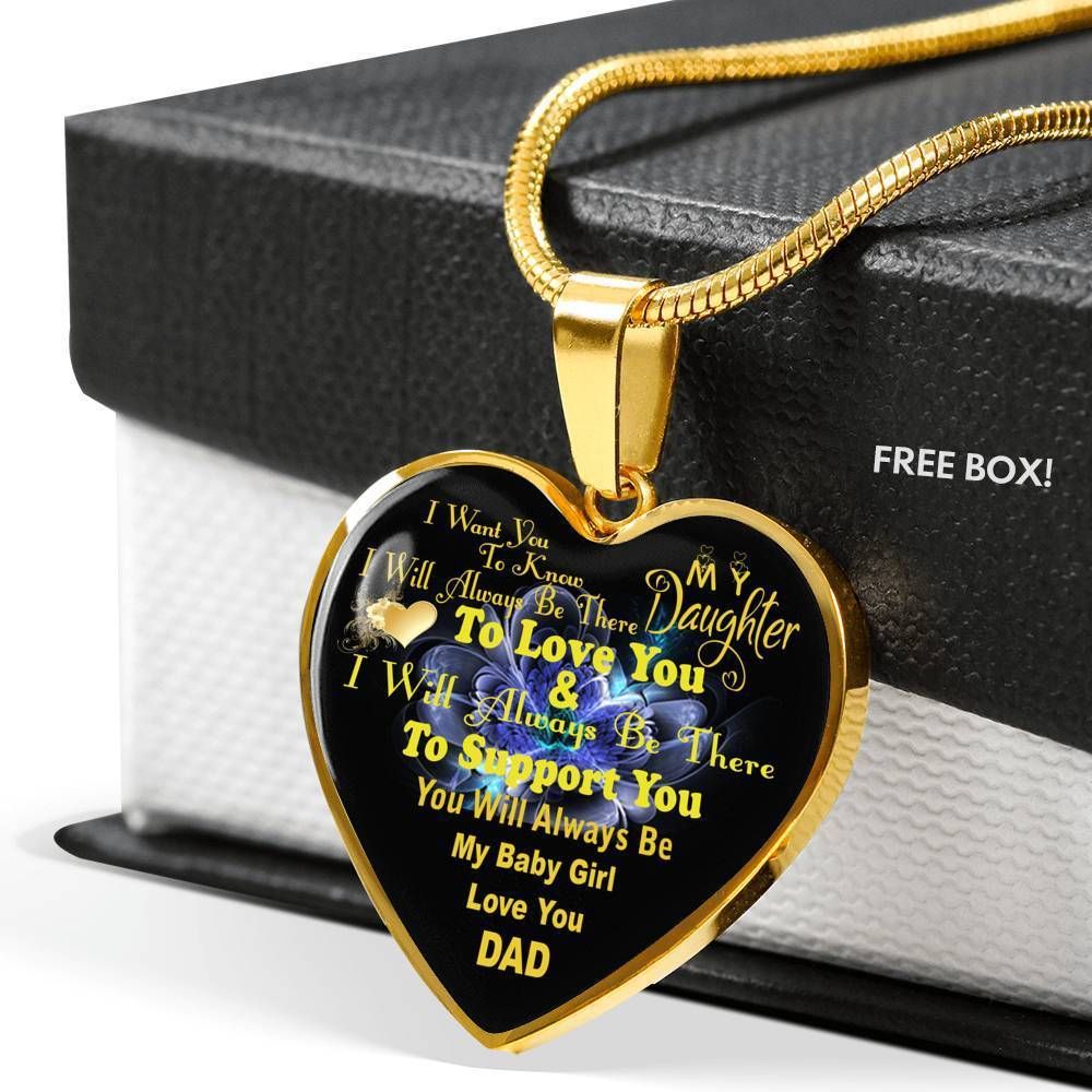 Gift For Daughter You'll Always Be My Baby Girl 18k Gold Heart Pendant Necklace