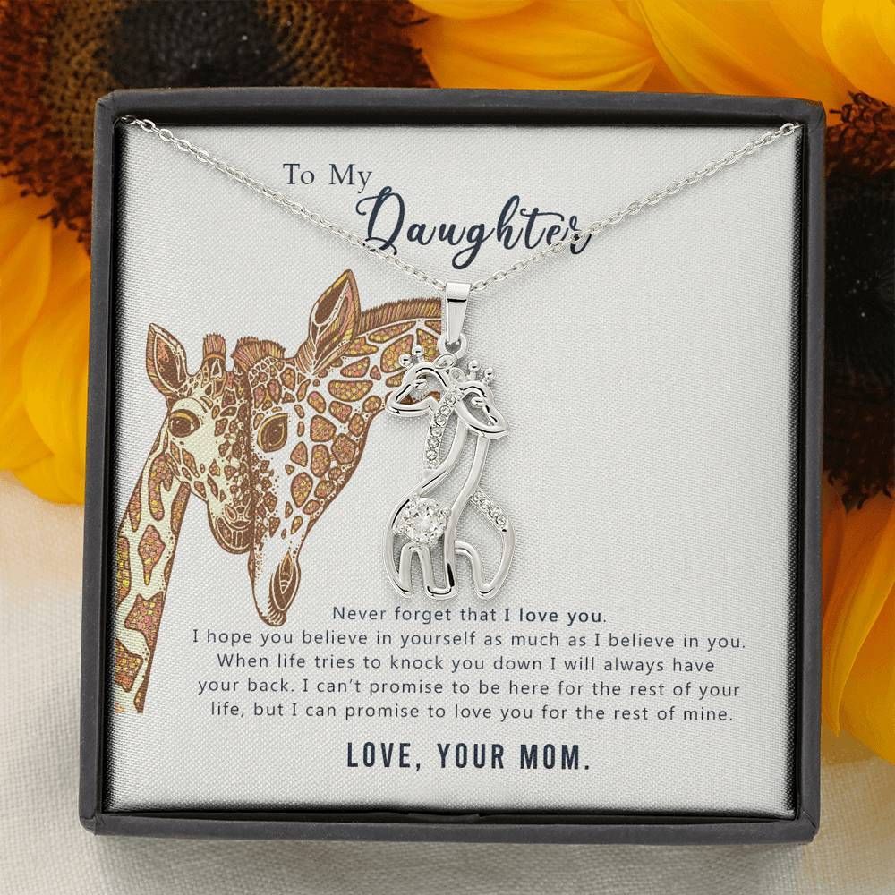Gift For Daughter Never Forget That I Love You Giraffe Couple Necklace
