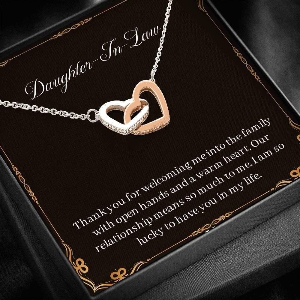 Thank For Welcoming Me Into The Family Gift For Daughter In Law Interlocking Hearts Necklace