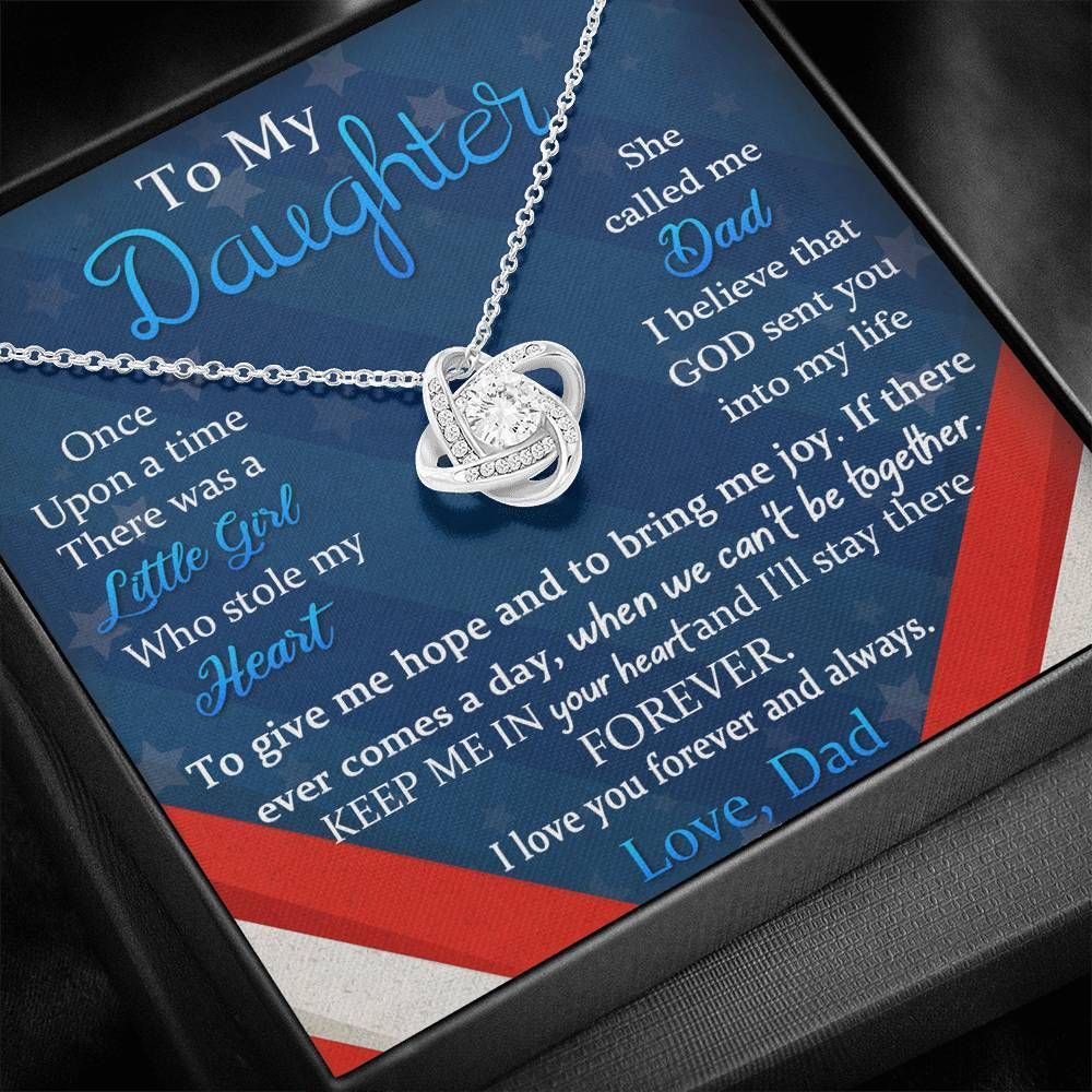 Keep Me In Your Heart Gift For Daughter 14K White Gold Love Knot Necklace
