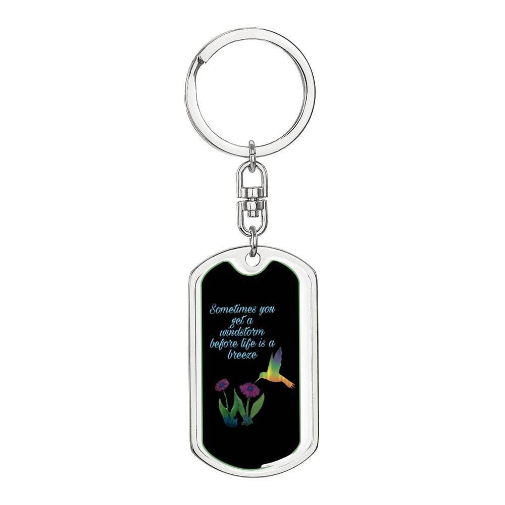 Encouraging Words And Hummingbirds Gift For Daughter Stainless Dog Tag Pendant Keychain
