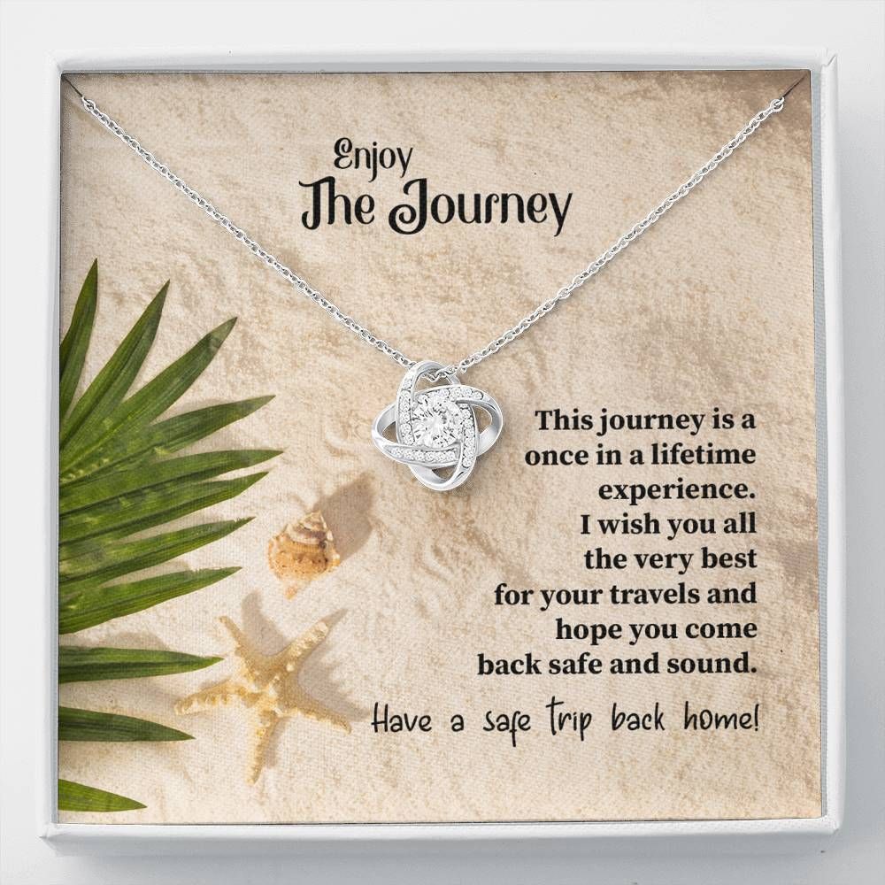 I Wish You All The Very Best For Travels Gift For Daughter 14K White Gold Love Knot Necklace