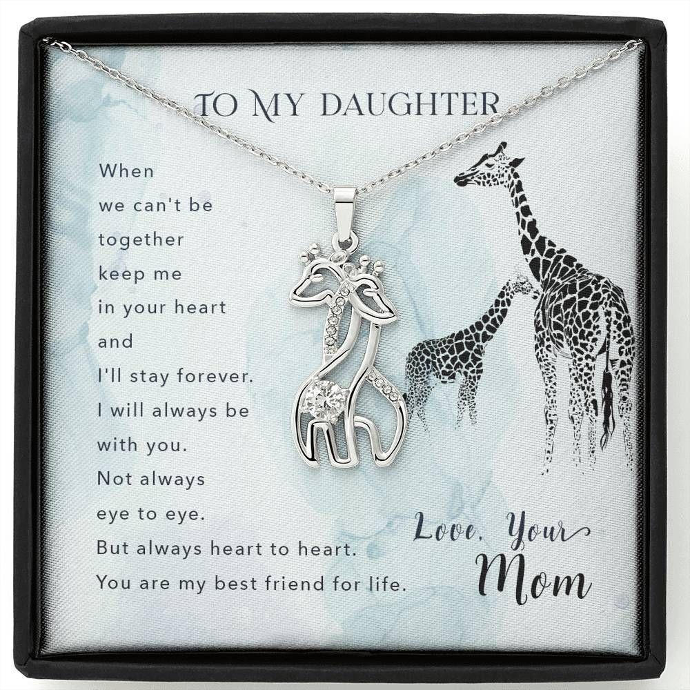 Keep Me In Your Heart Gift For Daughter Giraffe Couple Necklace