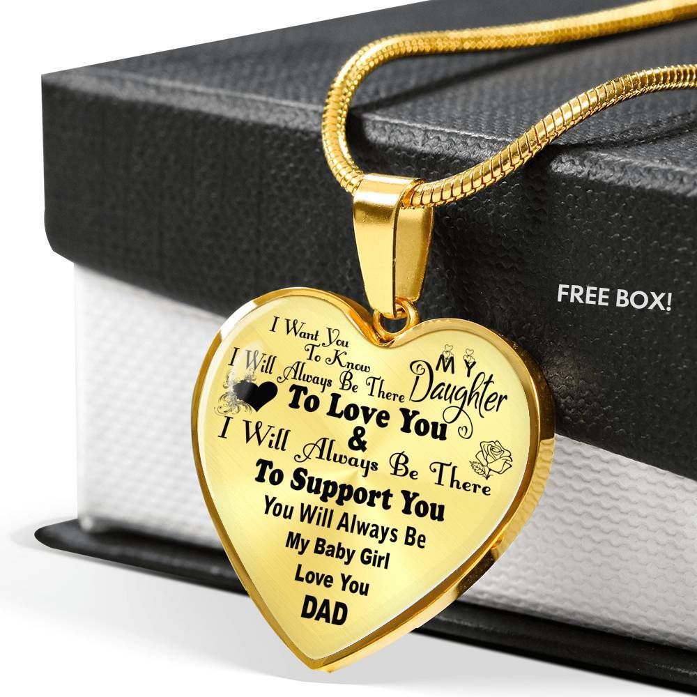 Gift For Daughter I Will Always Be There To Love You 18k Gold Heart Pendant Necklace