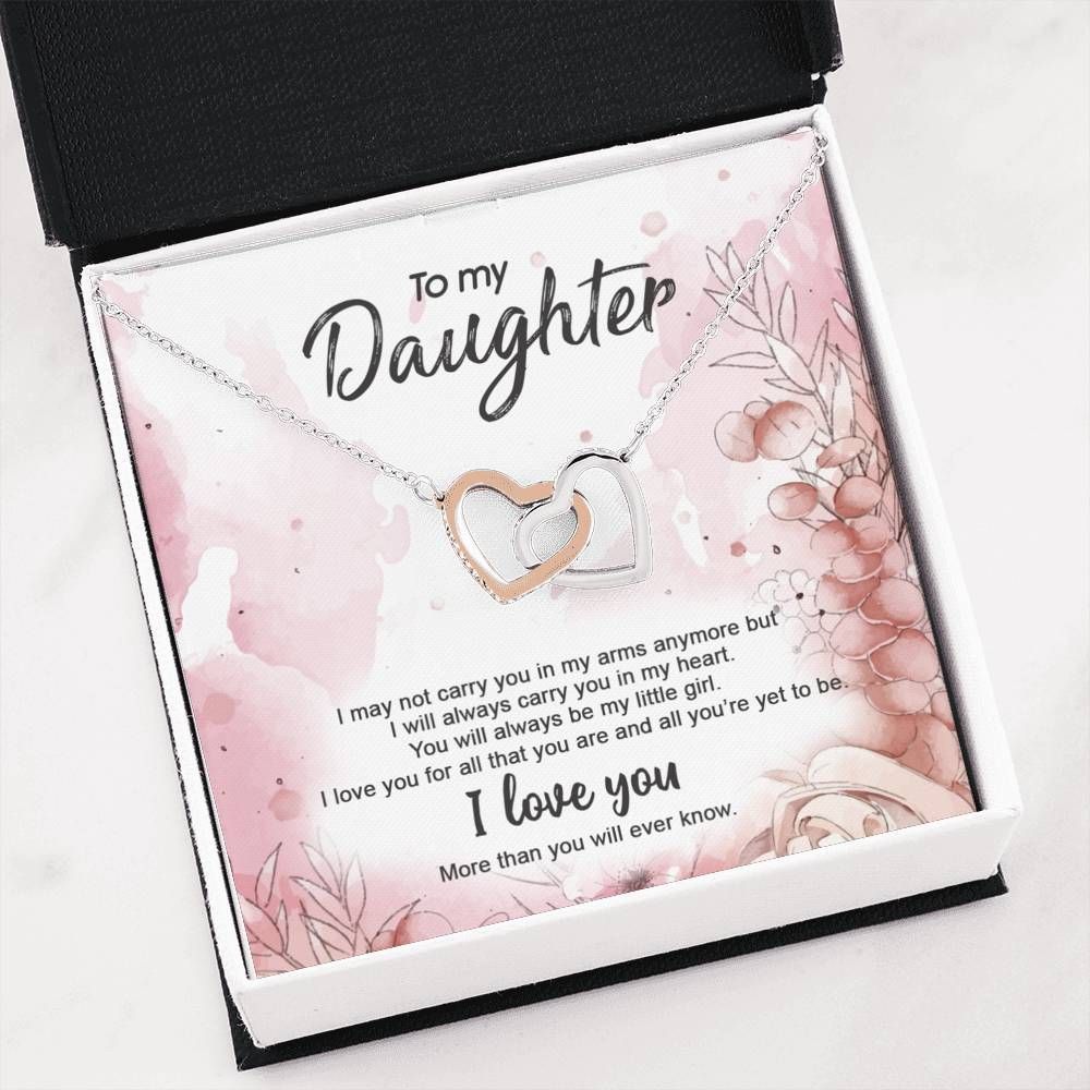 Gift For Daughter You'll Always Be My Little Girl Pink Interlocking Hearts Necklace