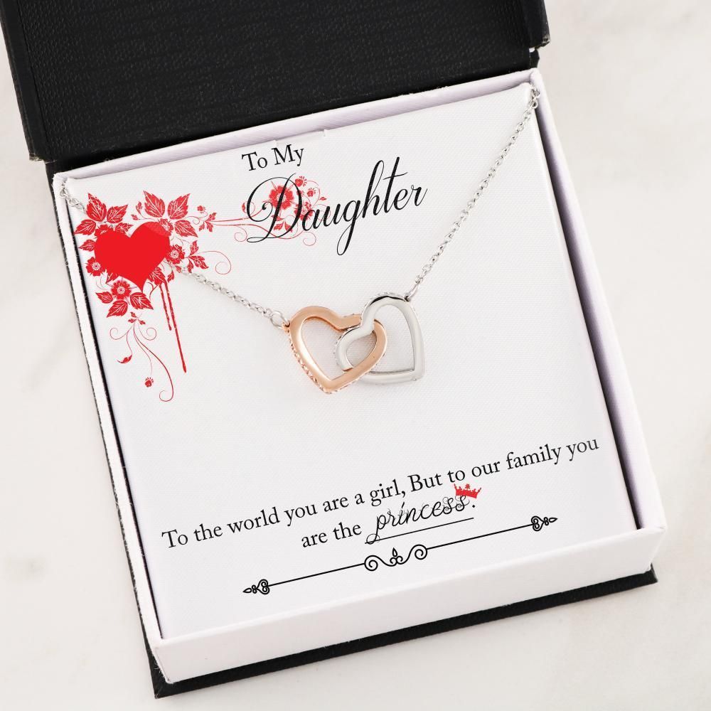 To Our Family You Are The Princess Gift For Daughter Interlocking Hearts Necklace