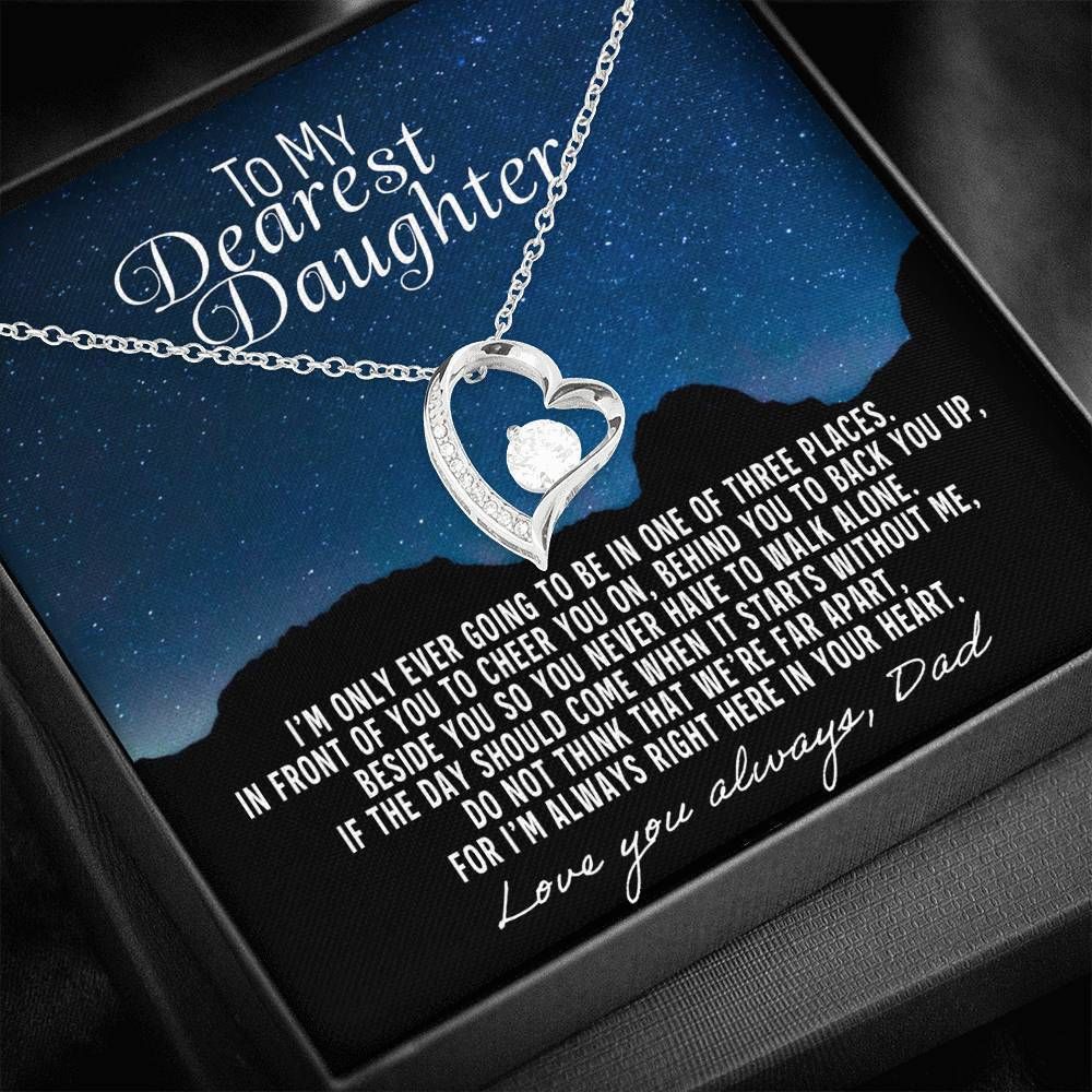 I'm Always Right There In Your Heart Gift For Daughter 14K White Gold Forever Love Necklace