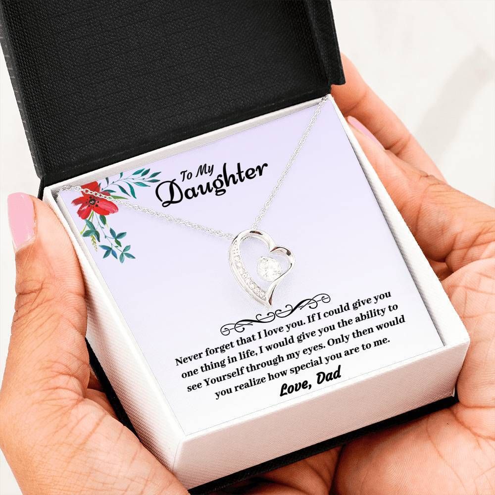 Gift For Daughter Never Forget That I Love You 14K White Gold Forever Love Necklace