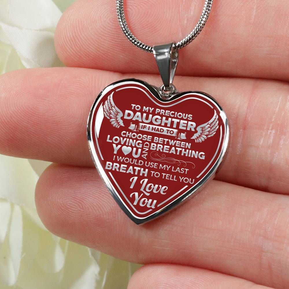 Gift For Daughter Use My Last Breath To Tell You I Love You Stainless Heart Pendant Necklace