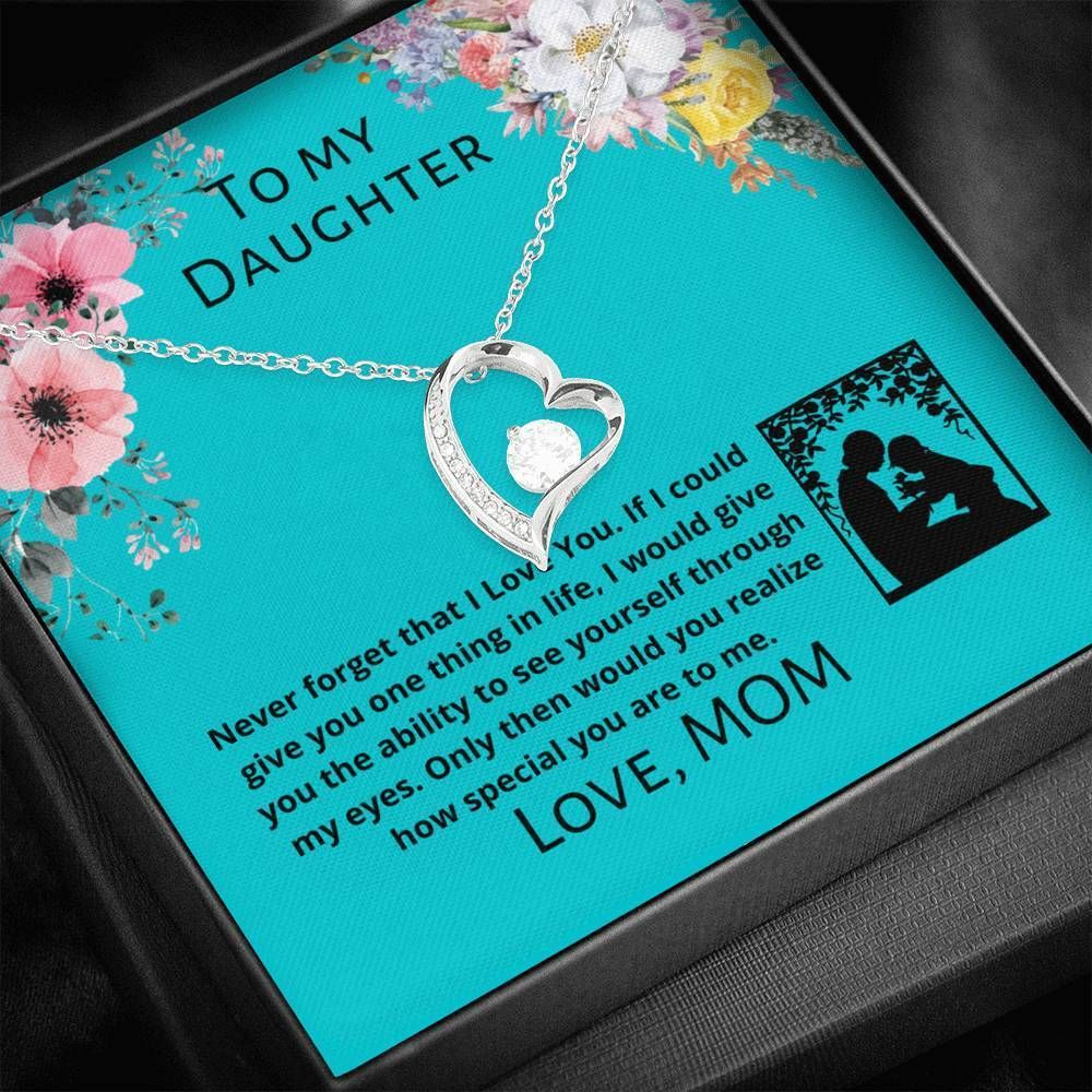 How Special You Are Blue Background 14K White Gold Forever Love Necklace Gift For Daughter