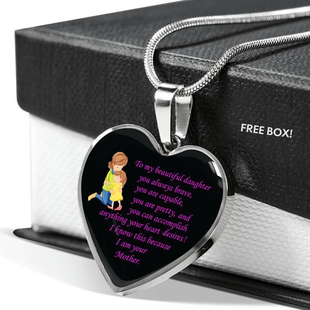 Gift For Daughter I Am Your Mother Stainless Heart Pendant Necklace