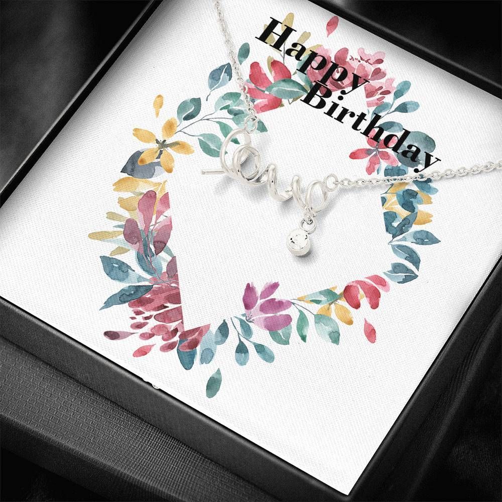 Beautiful Flowers Happy Birthday Gift For Daughter Stainless Scripted Love Necklace