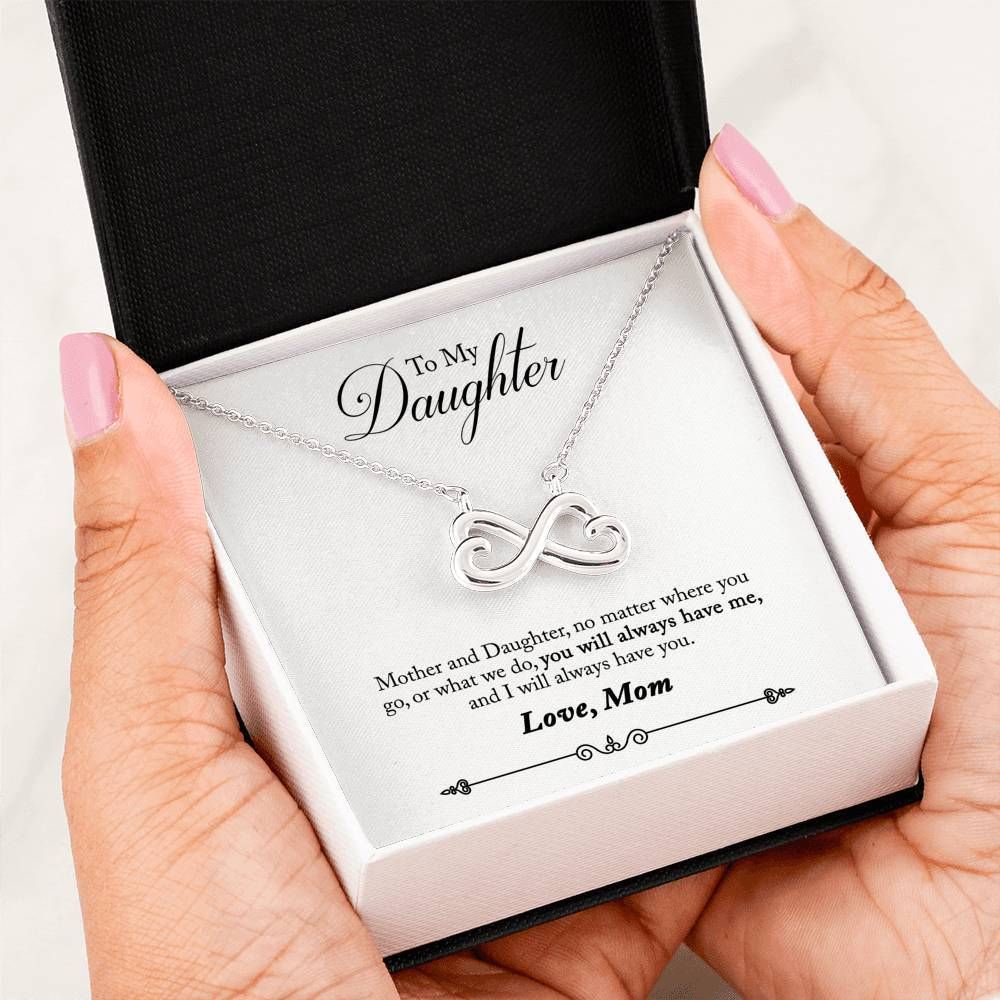 Gift For Daughter I Will Always Have You 14K White Gold Infinity Heart Necklace
