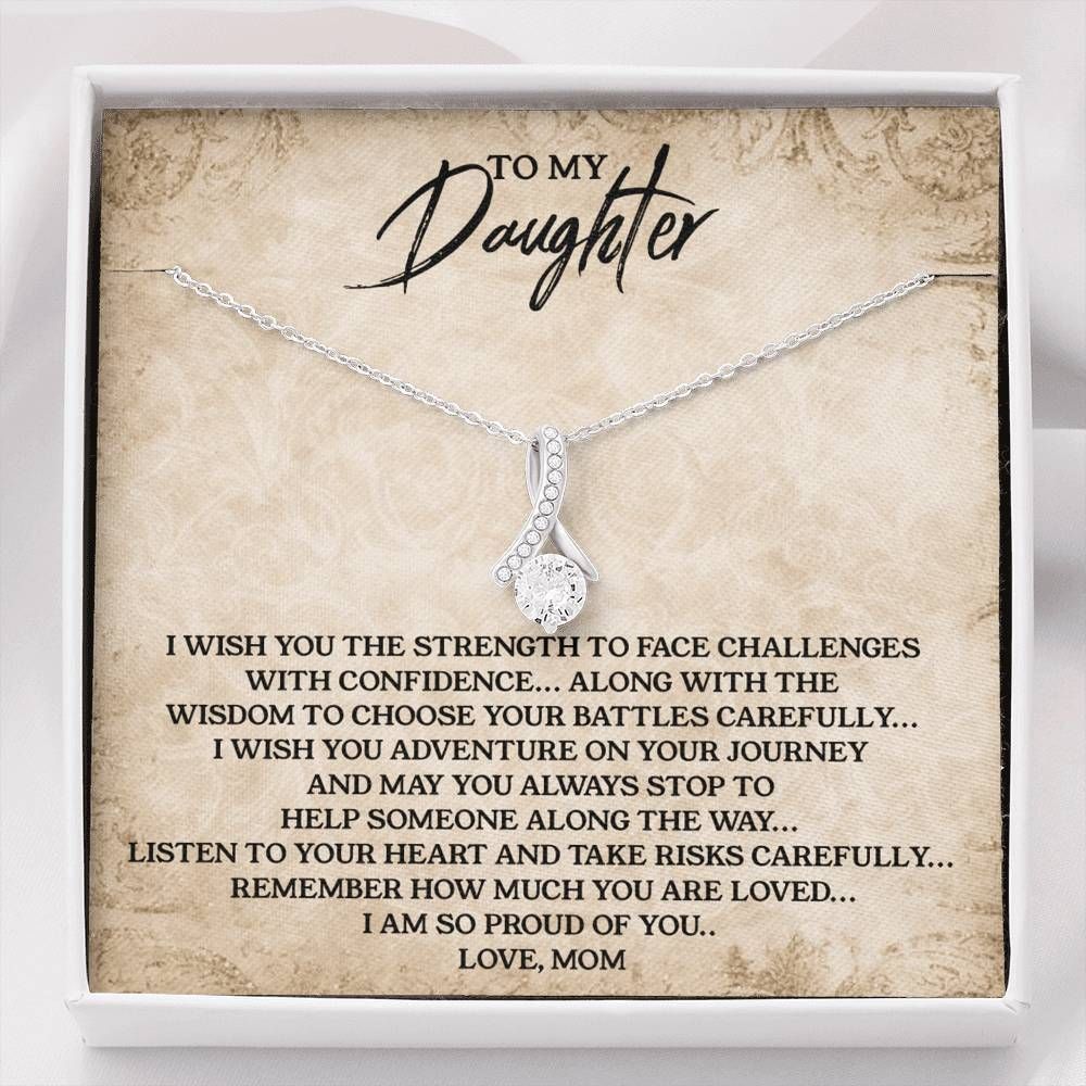 Gift For Daughter Take Risks Carefully 14K White Gold Alluring Beauty Necklace