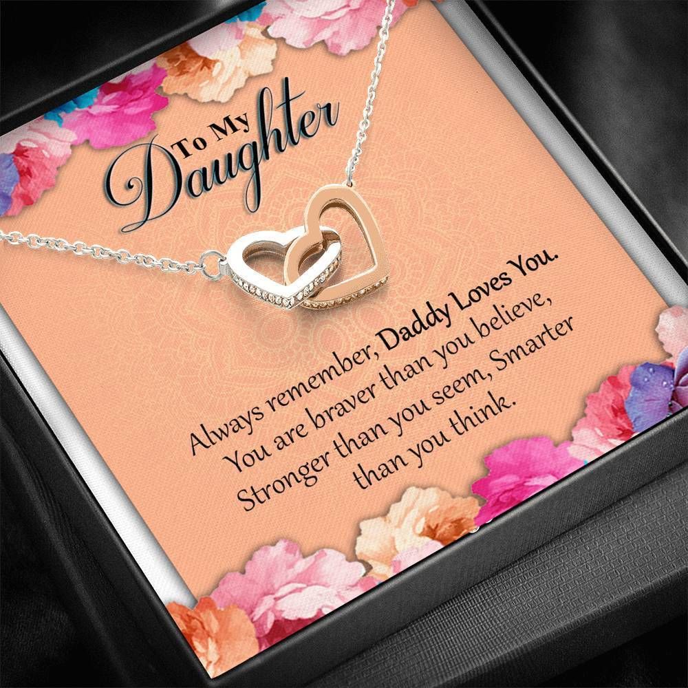 Gift For Daughter You're Stronger Than You Seem Interlocking Hearts Necklace