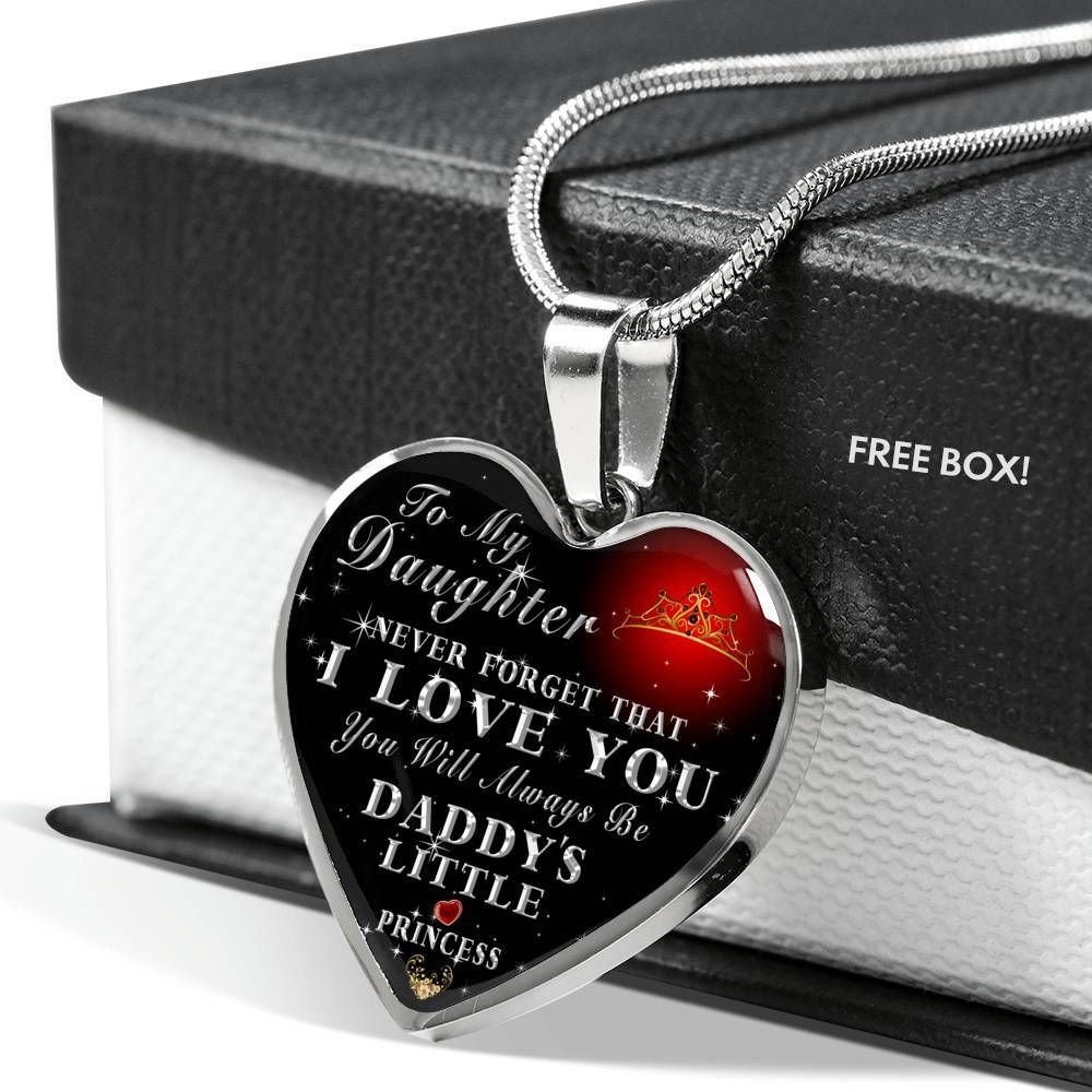 Never Forget That I Love You Stainless Heart Pendant Necklace Gift For Daughter