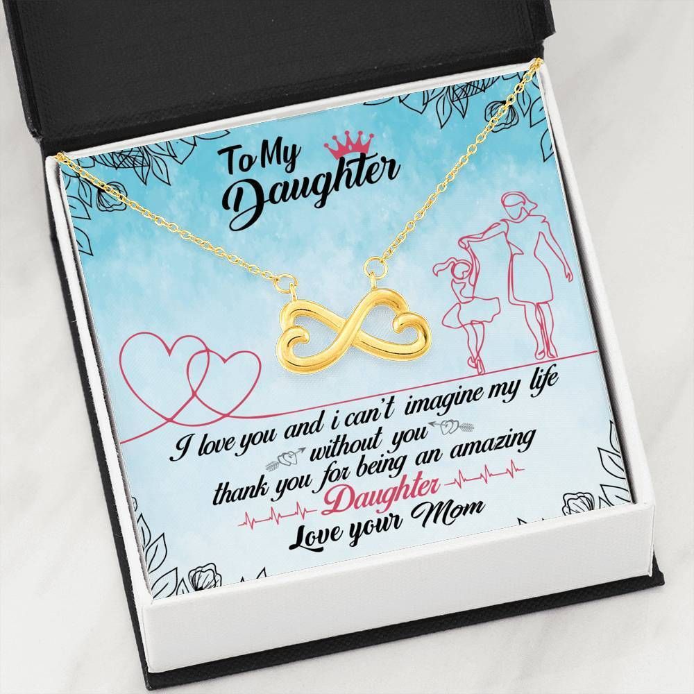 Gift For Daughter Thanks For Being Amazing An Daughter 18K Gold Infinity Heart Necklace