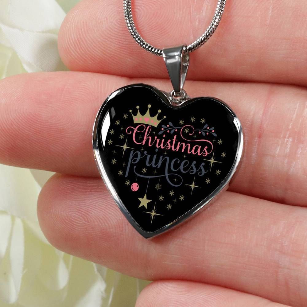 Christmas Princess Stainless Heart Pendant Necklace Gift For Daughter