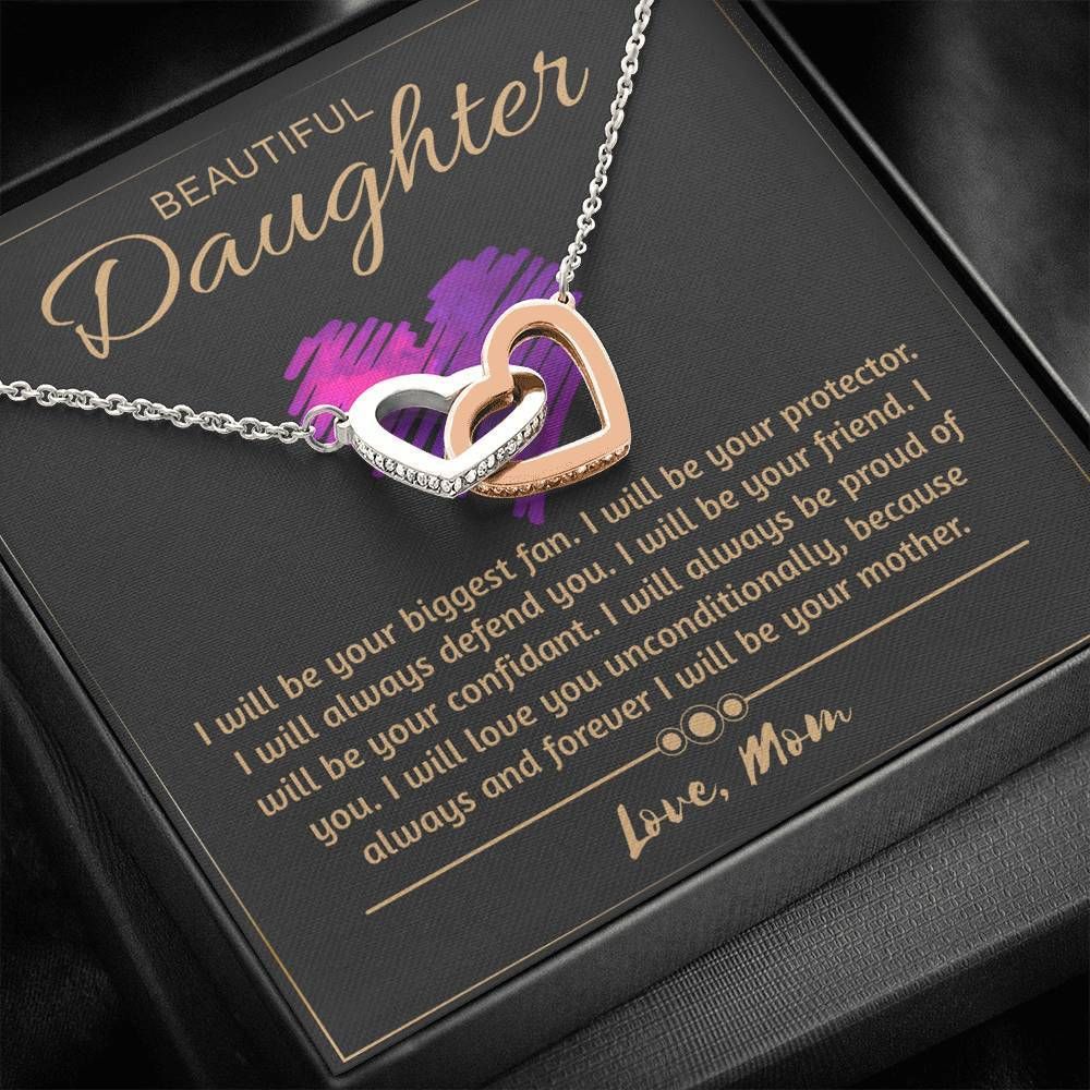 I'll Love You Unconditionally Interlocking Hearts Necklace Gift For Daughter