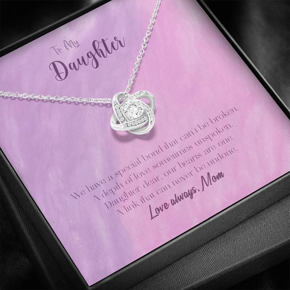 Daughter Dear Our Hearts Are One Love Knot Necklace Mom Gift For Daughter