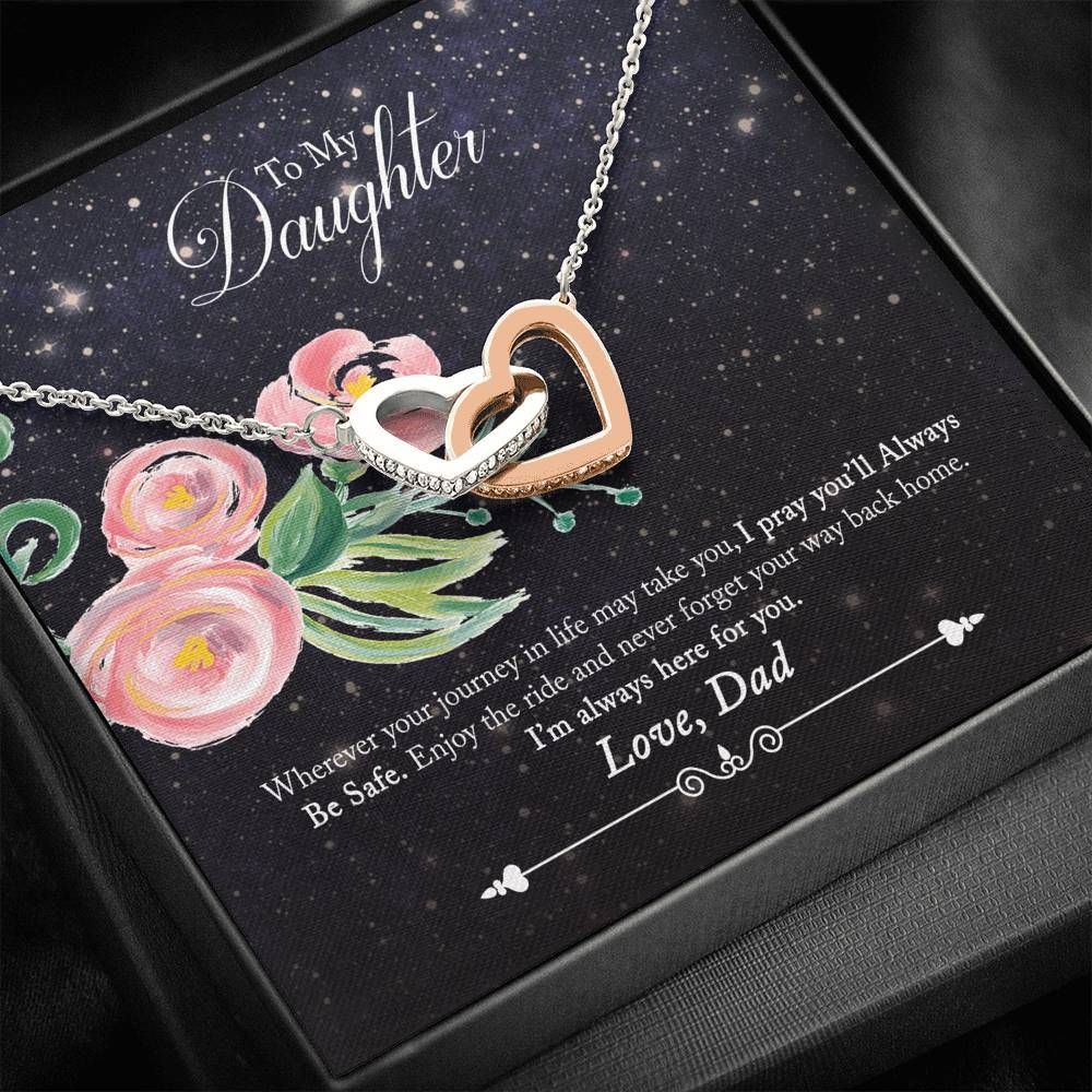 Pray You'll Be Safe Interlocking Hearts Necklace For Daughter