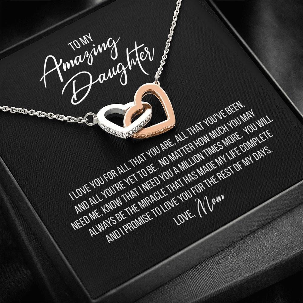 Love You For The Rest Of My Days Interlocking Hearts Necklace Gift For Daughter