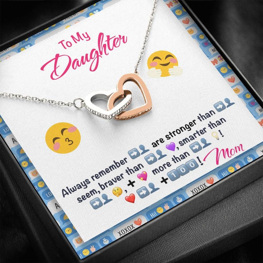 You're Stronger Than You Seem To Daughter Interlocking Hearts Necklace