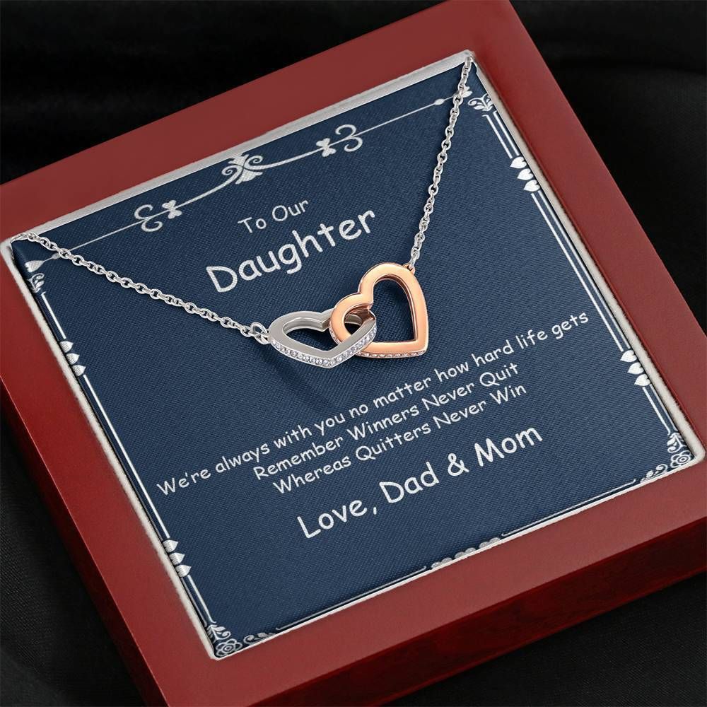 Interlocking Hearts Necklace For Daughter Winners Never Quit