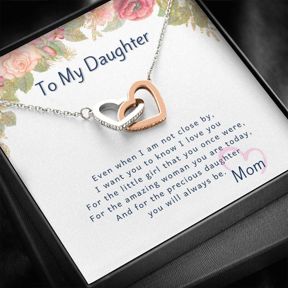 Mom To Daughter I Love You The The Amazing Woman Interlocking Hearts Necklace