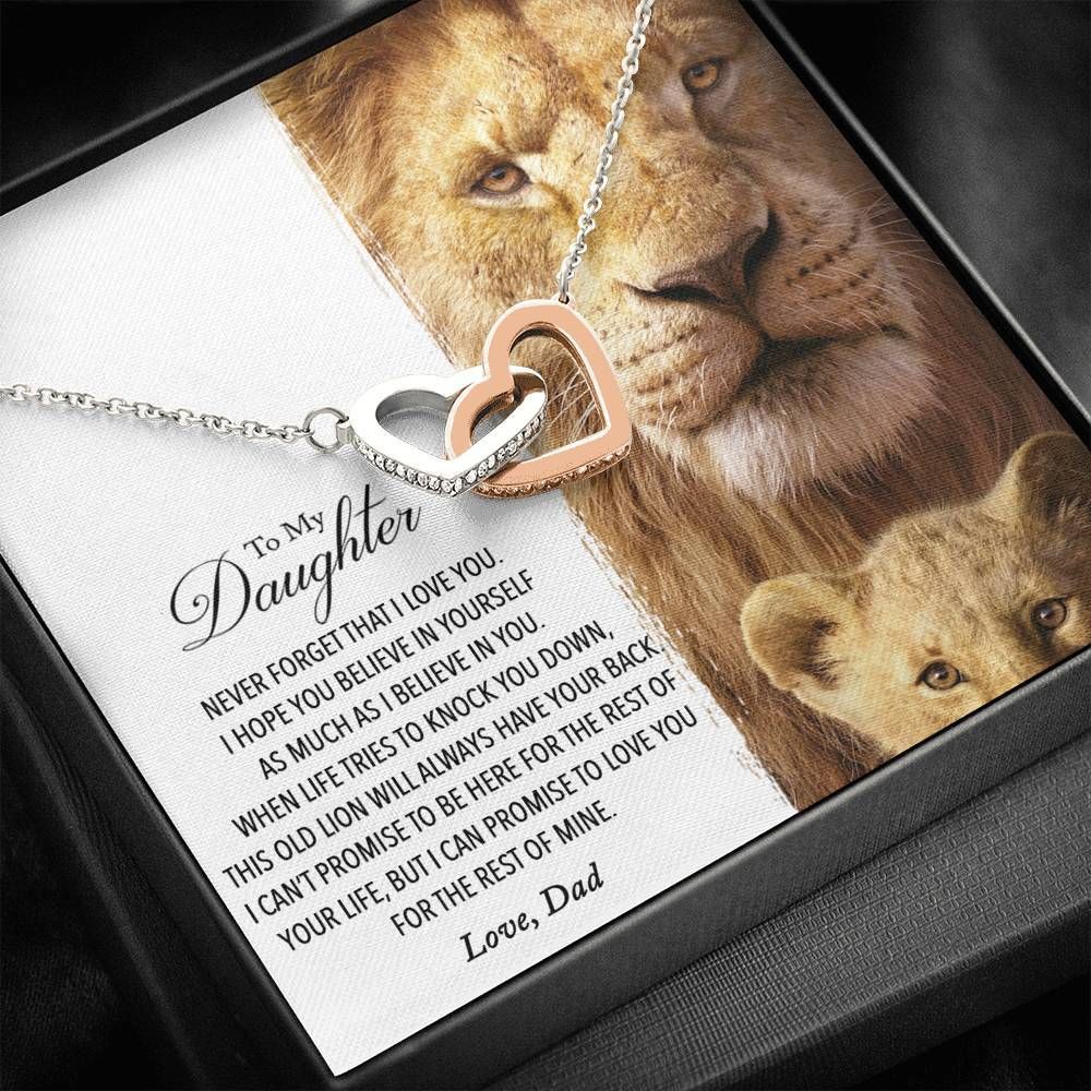 The Rest Of Mine Lion Interlocking Hearts Necklace For Daughter