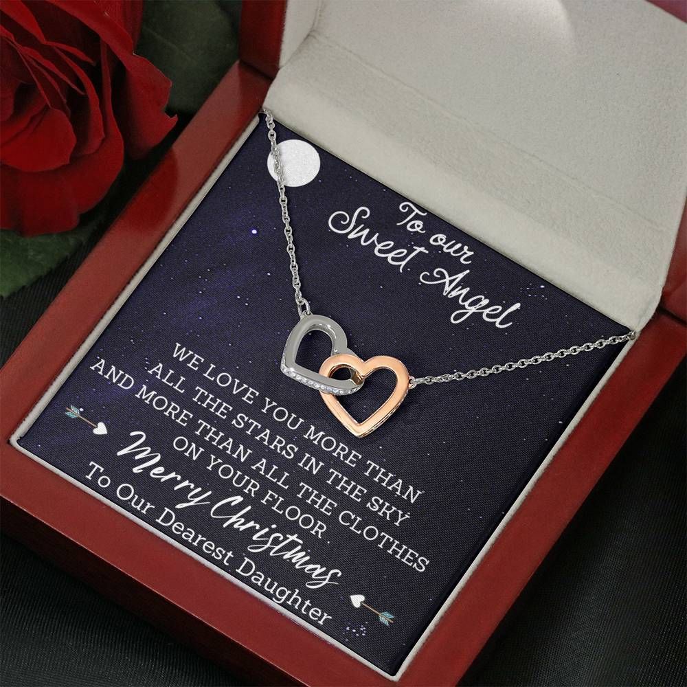 We Love You More Than All The Stars In The Sky Interlocking Hearts Necklace Gifts For Daughter