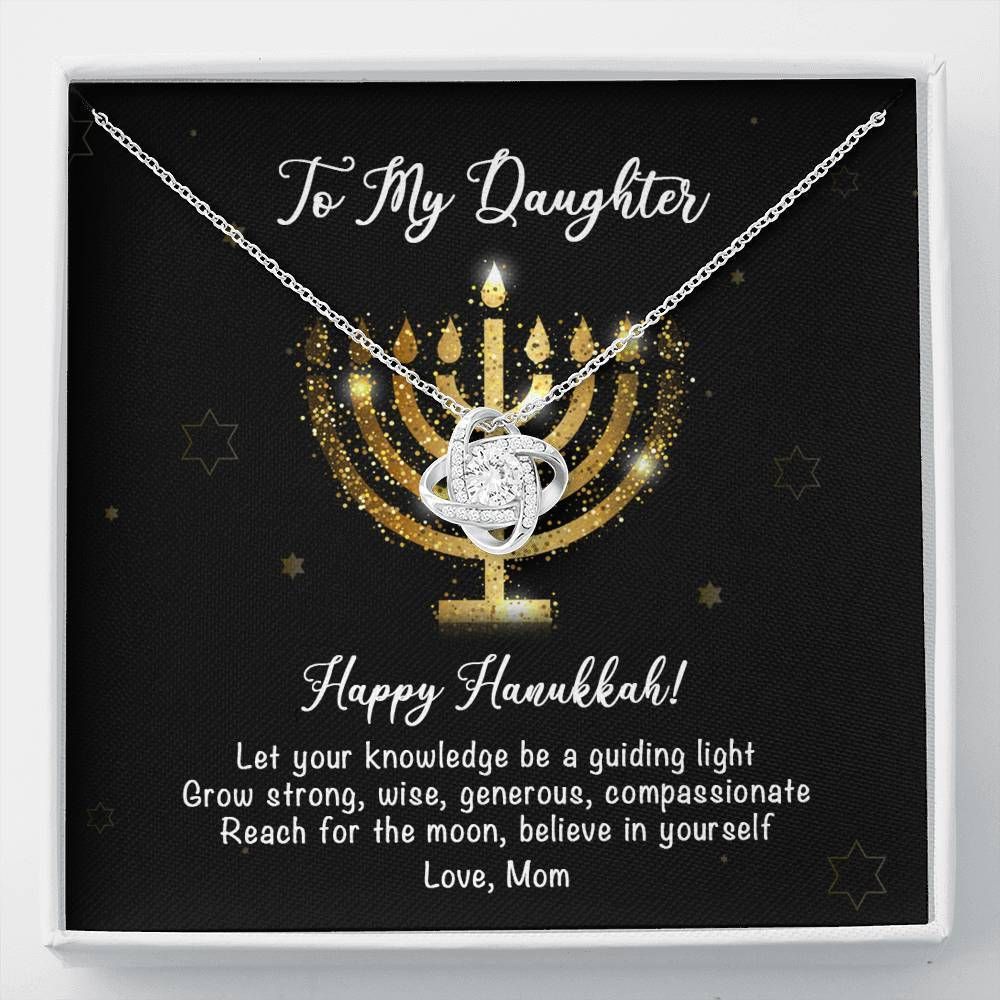 Happy Hanukkah To My Daughter Candles Light Love Knot Necklace