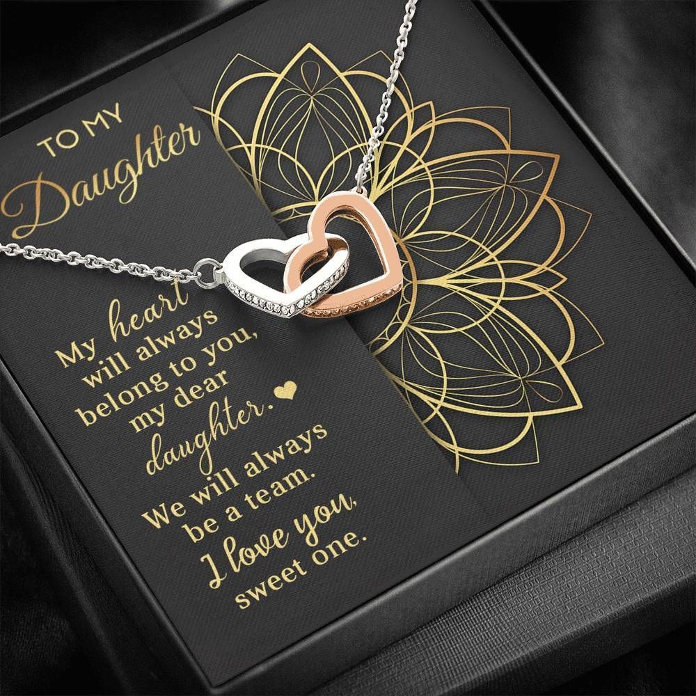 My Heart Always Belong To You Interlocking Hearts Necklace For Daughter