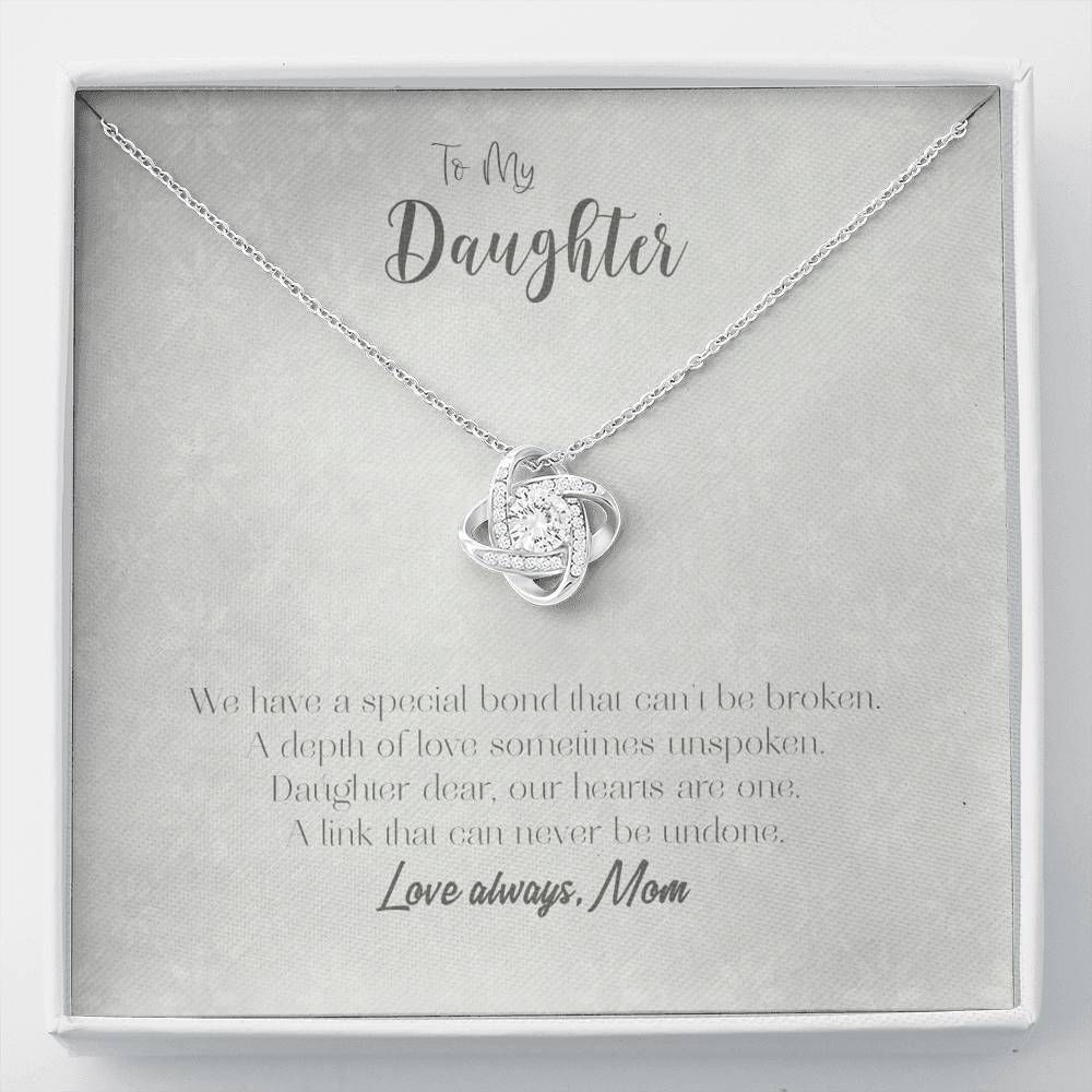 Special Bond Grey Love Knot Necklace For Daughter