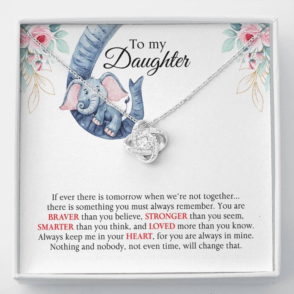 Elephant Always Remember Love Knot Necklace To Daughter
