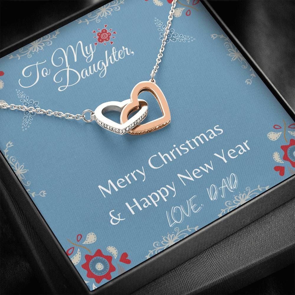 Christmas And Happy New Year Interlocking Hearts Necklace Dad To Daughter