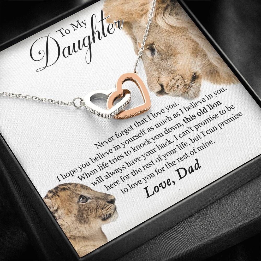 The Rest Of Mine Lion Interlocking Hearts Necklace To Daughter