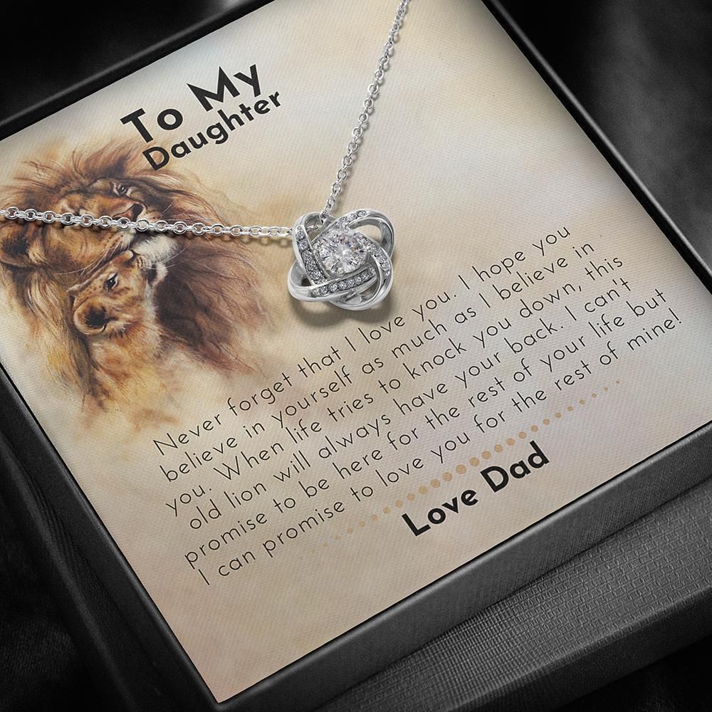 Believe In Yourself Lion Love Knot Necklace To Daughter