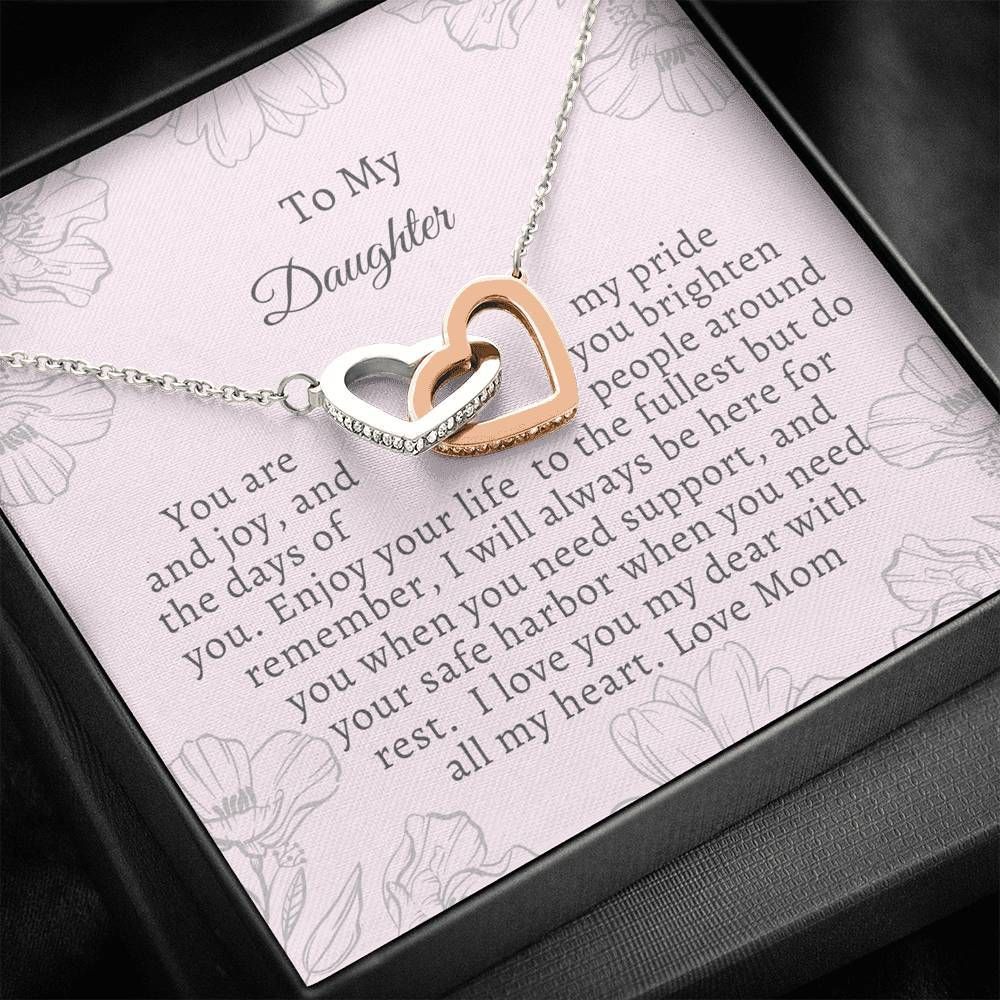Love You With All My Heart Interlocking Hearts Necklace To Daughter