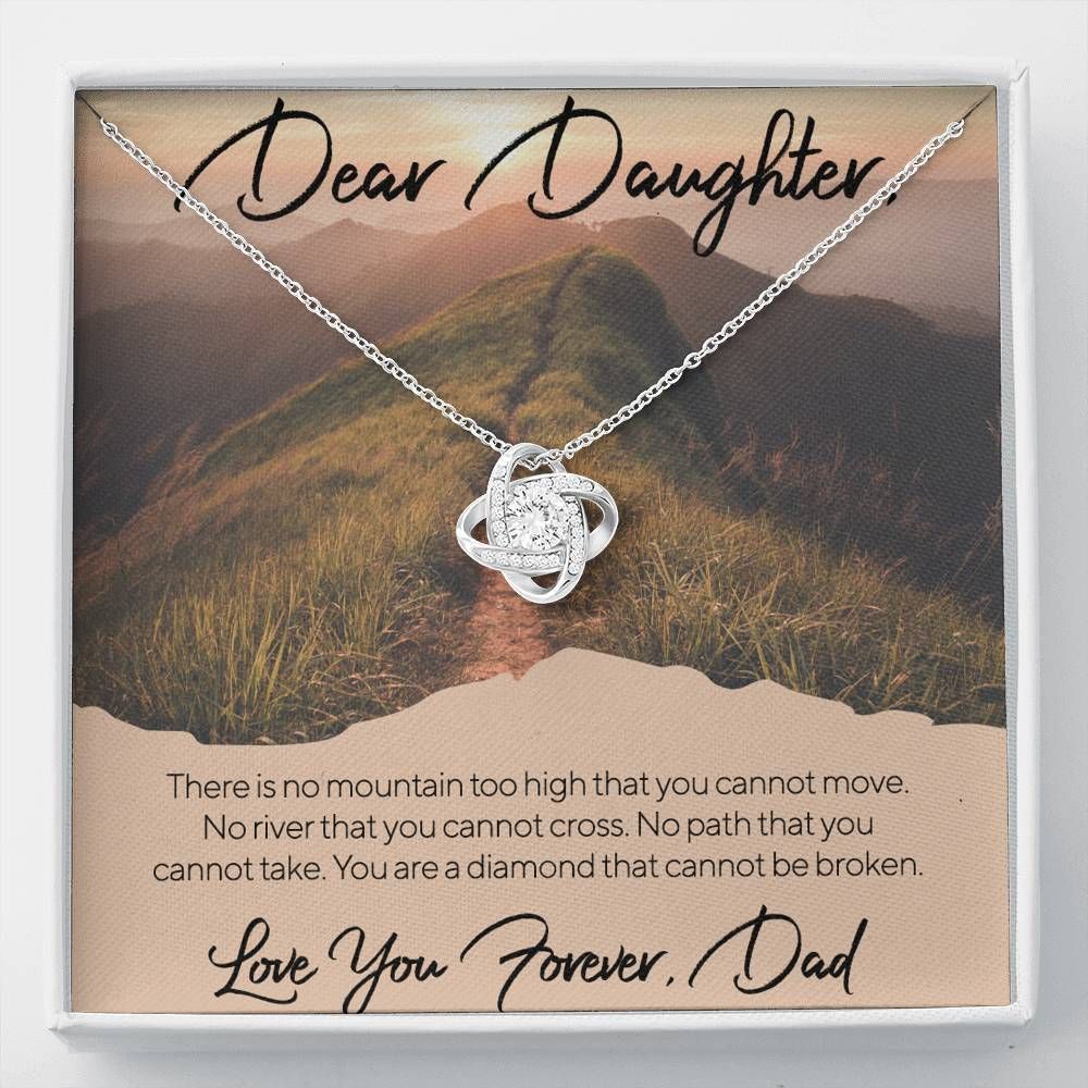 Dad Giving Daughter You Are A Diamond Love Knot Necklace